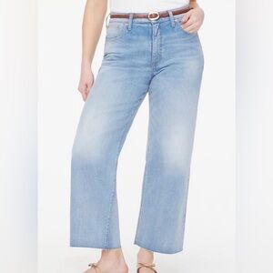 J Crew Wide Leg Crop Curvy Jeans Raw Hem Size 32 Denim Zip Thigh & Hip Comfort